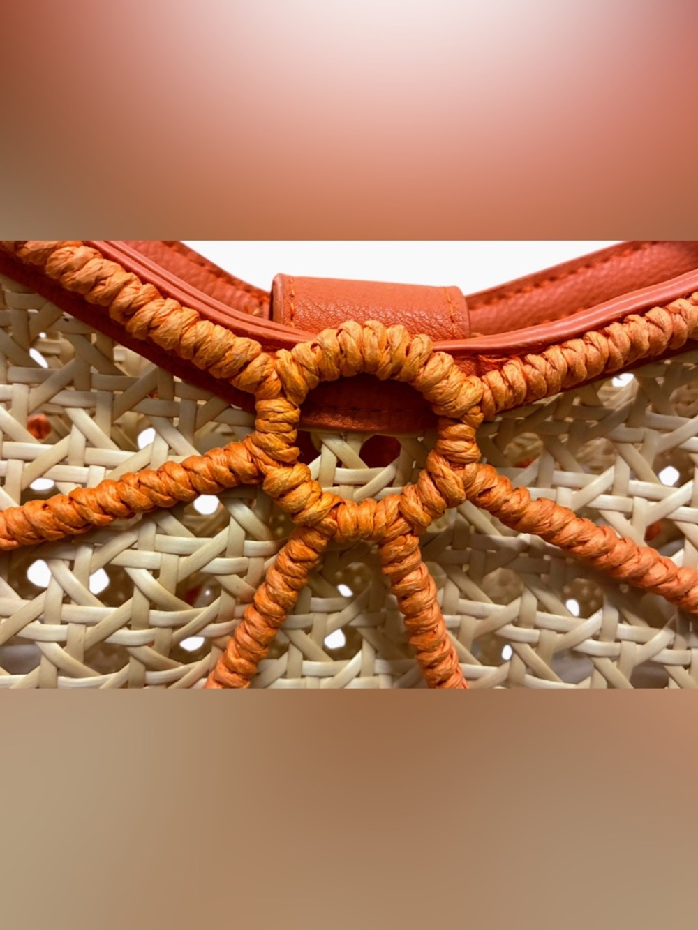 Vintage Orange Citrus Slice Wicker Rattan Circular Novelty Bag - Picture 4 of 15